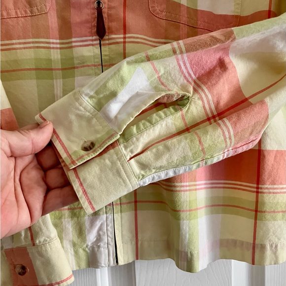 Christopher & Banks Plaid Utility Jacket - Coral, Green, and White - Picture 9 of 16